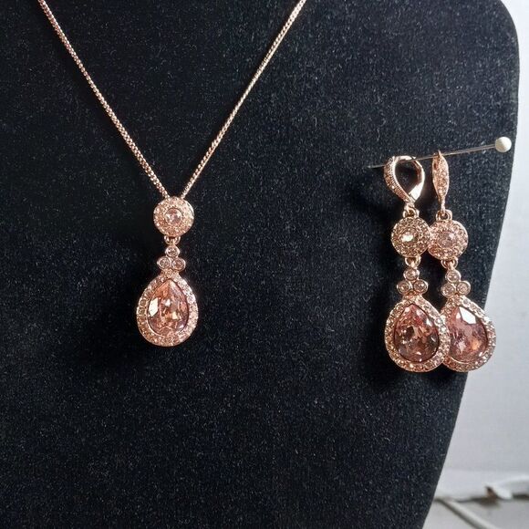 Givenchy Crystal Element with double drop Necklace and Earrings - Picture 1 of 10